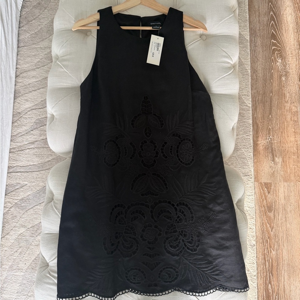 Sanctuary Black Embroidered Mini Dress